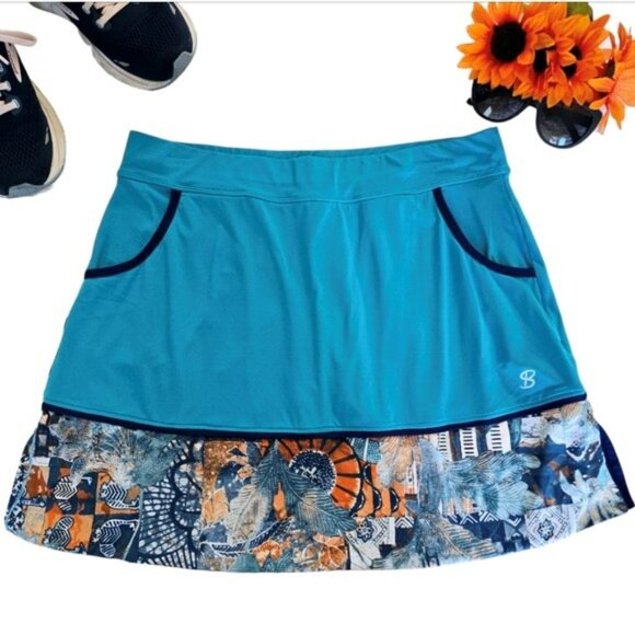 Sofibella Women's Activewear Skirt Skort Size Large Blue Orange Pockets Sporty - Picture 14 of 14